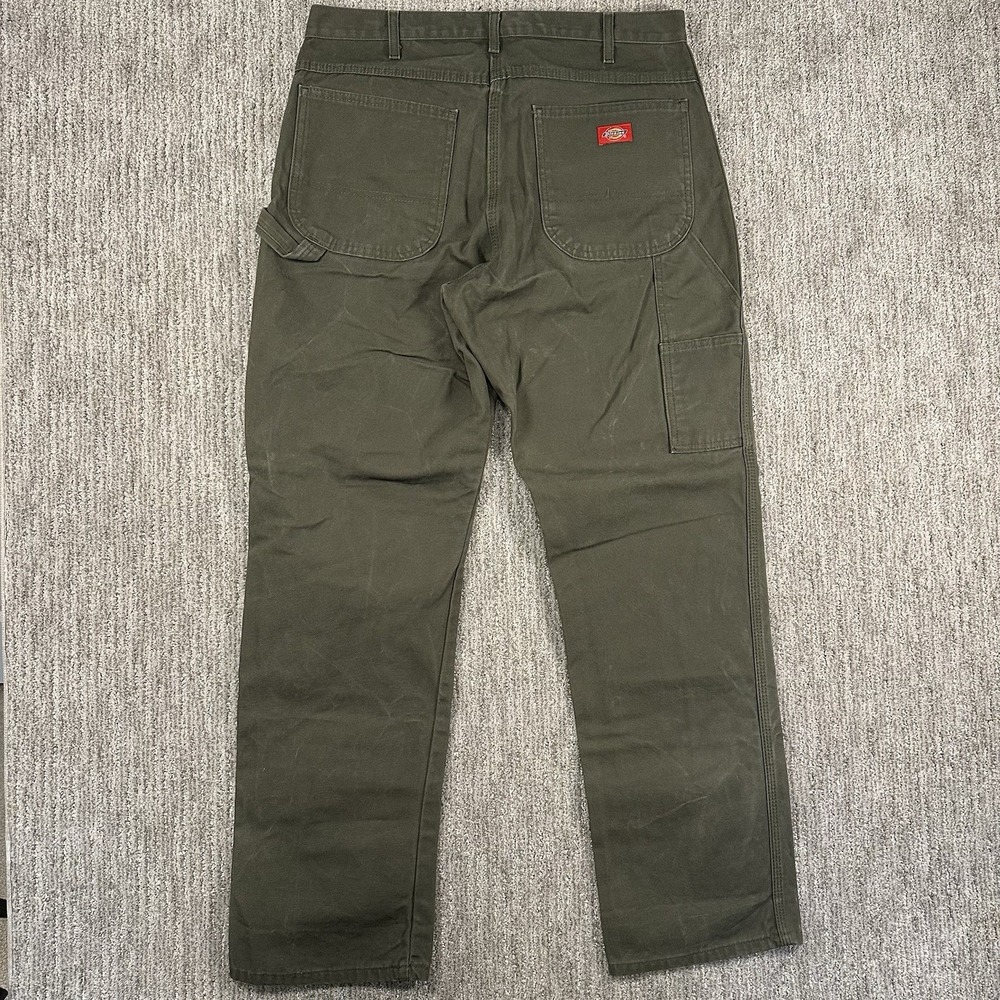 Vintage Y2K Dickies Green Canvas Carpenter Pants Faded Size 34x33
